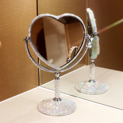 Silver Heart Rhinestone Mirror