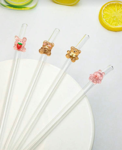 Bear Glass Straw
