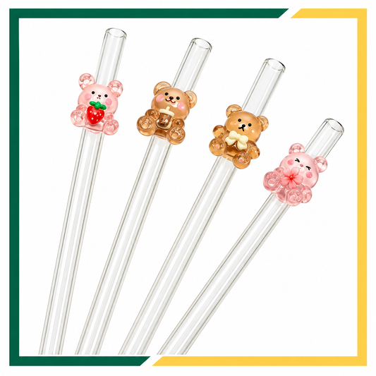 Bear Glass Straw