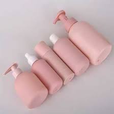 Refillable 3 pcs pink lotion/shampoo bottles